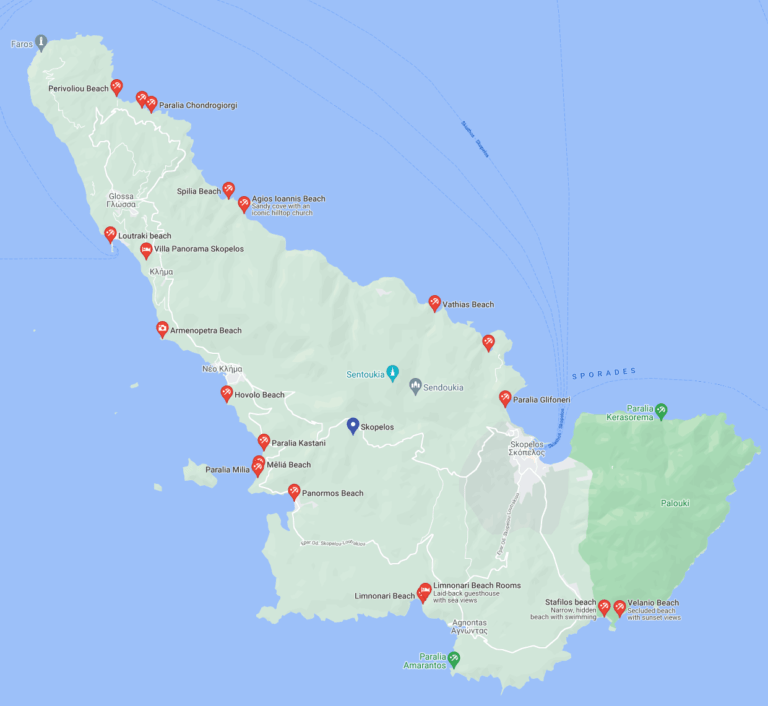 Villa Panorama Map of beaches